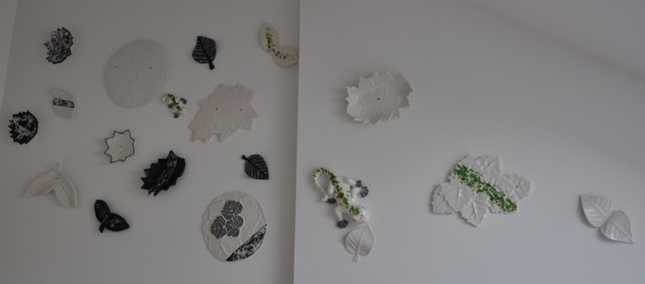 Blätterwand mit Gecko selbst modelliert und im Made by you - Frankfurt bemalt und gebrannt von Johanna Poinsit